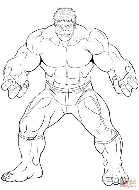 Hulk coloring page showcasing his strength and power