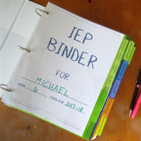 IEP Binder Organization