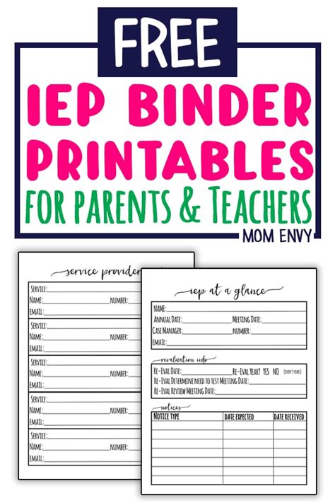 IEP Binder Printable Example