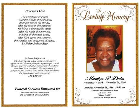 Jackson Obituary Templates