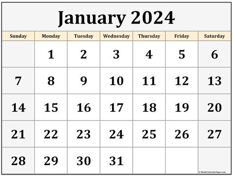 January 2024 Calendar Printable