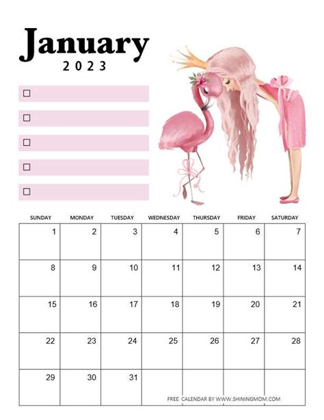 January Calendar Features