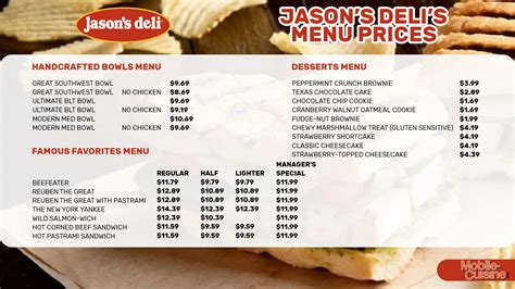 Jason's Deli Menu