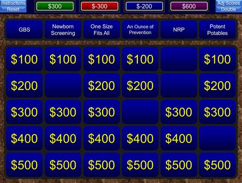 Jeopardy Game Show Format