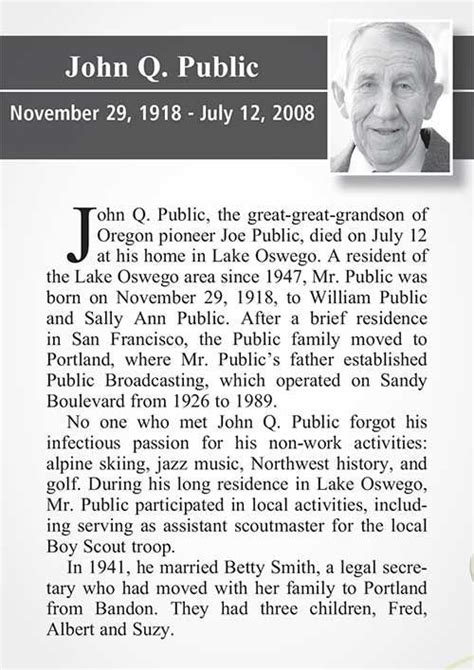 Joplin Obituaries Example