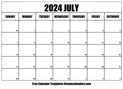 July 2024 Calendar Printable