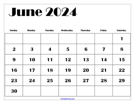 June 2024 Calendar Printable