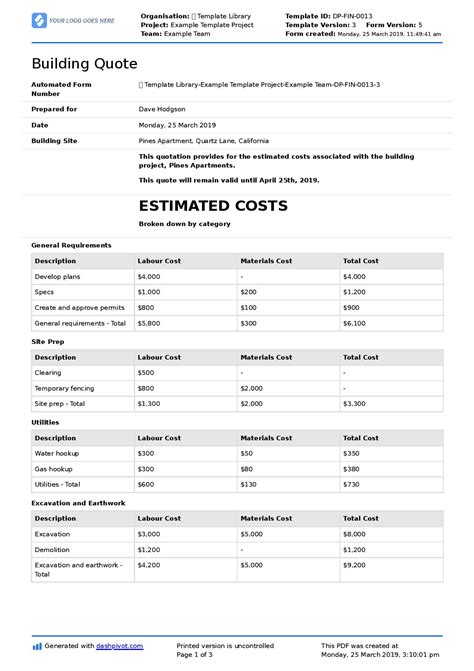 Key Components of a Quote Sheet Template