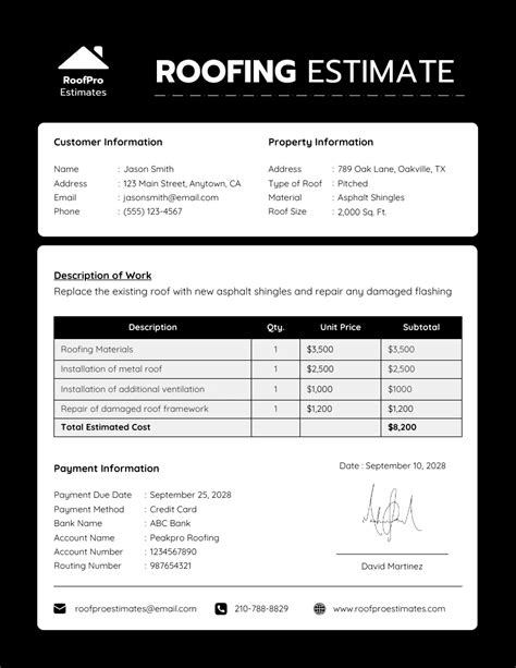 Key Components of a Roofing Estimate Template