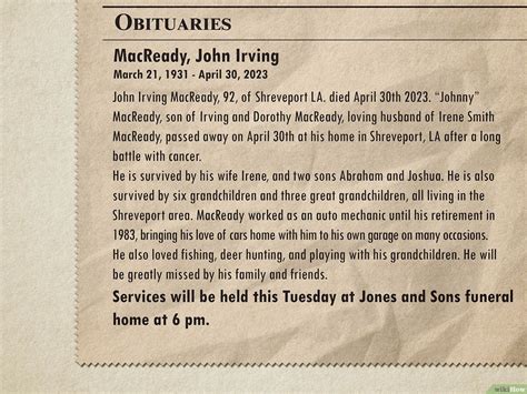 Kreamer Obituary Example 10