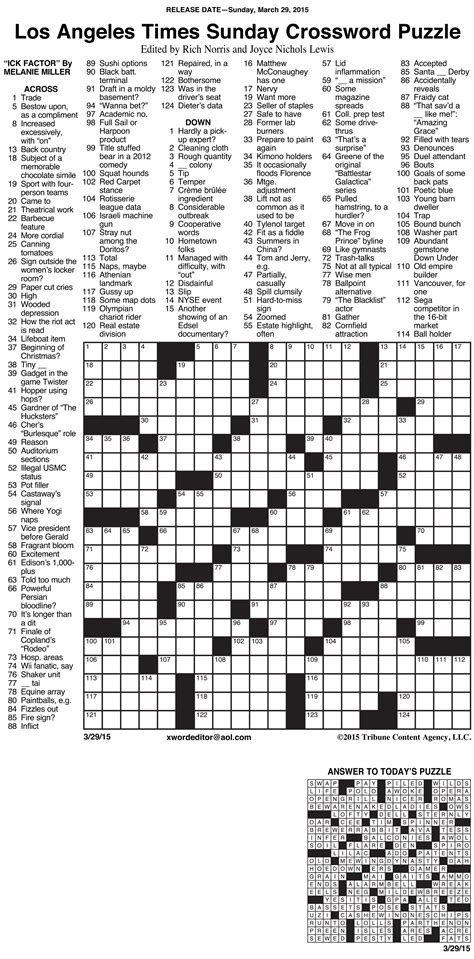 LA Times Crossword Puzzle