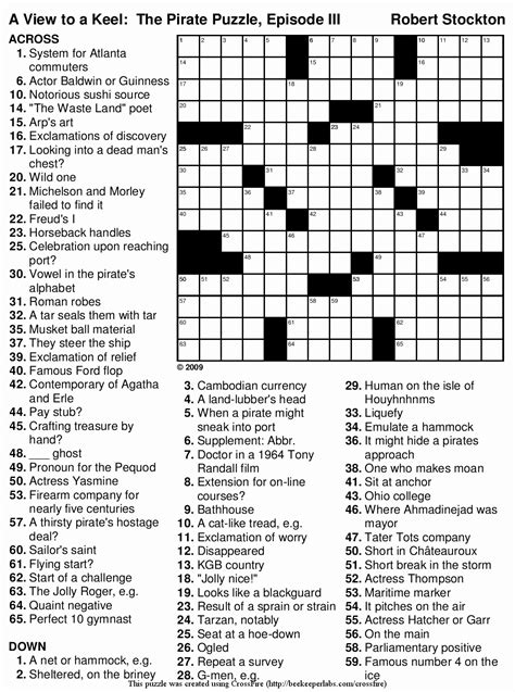 LA Times Printable Crossword Puzzles