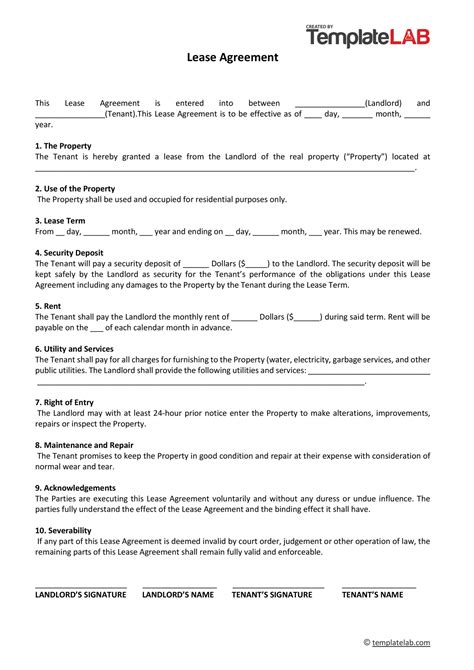 Lease Agreement Terms