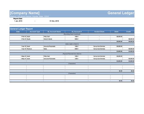 Ledger Template Samples