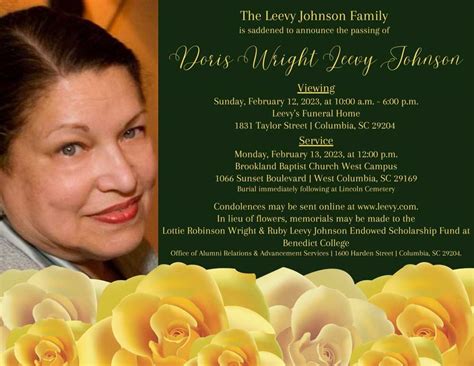 Leevy Funeral Home Obituary Examples