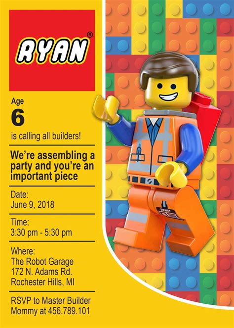 Lego Birthday Invites