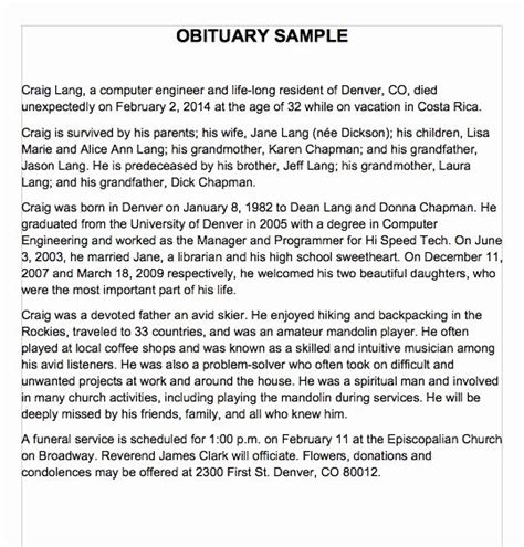 Example of a Lincoln obituary