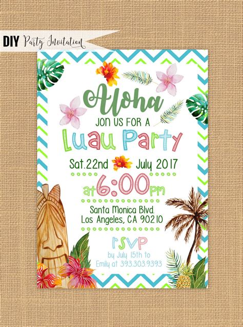 Luau Invitation Cards