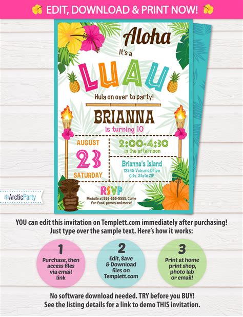 Luau Invitation Template Download