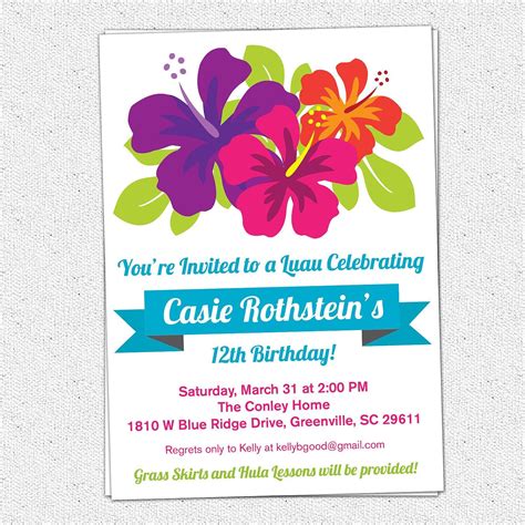 Luau Party Invitation Template Example 1