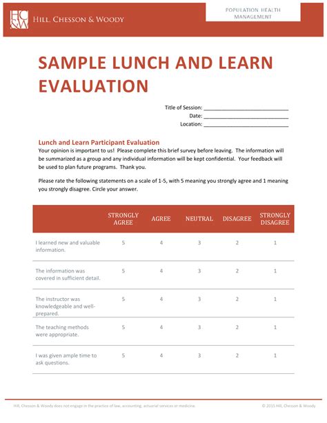 Lunch and Learn Session Evaluation