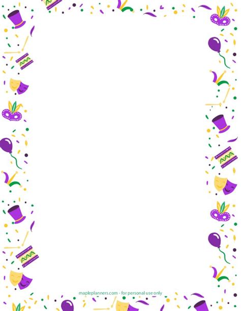 Mardi Gras Borders Coloring Pages