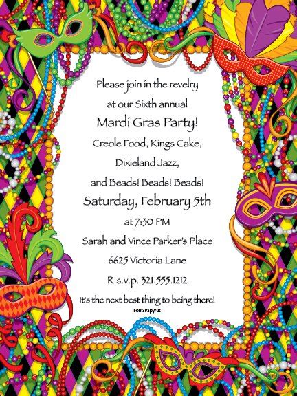 Mardi Gras Invitation Wording Ideas