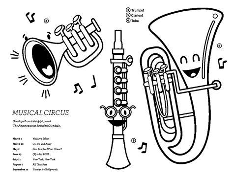 Mardi Gras Jazz Instruments Coloring Pages