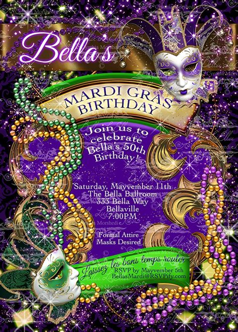 Mardi Gras Party Invitations