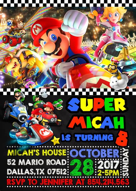 Mario Kart Birthday Invitations