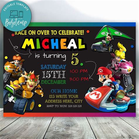 Mario Kart Party Invitations