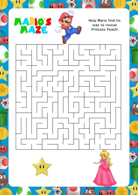 Mario Maze Printable Fun for Adults