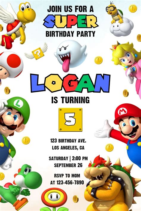 Mario Party Character Invitations