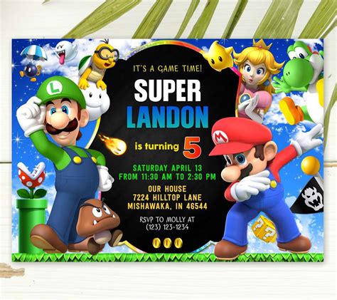 Mario Party Invitation Designs