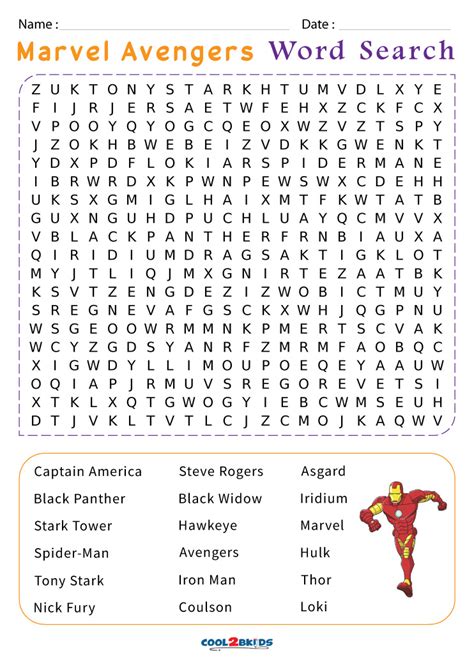 Description of Marvel Villains Word Search