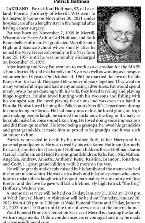 Matheney Obituary Example