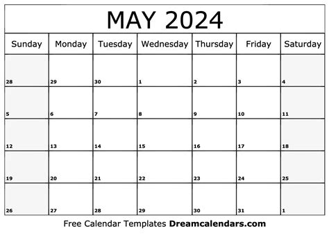 May 2024 Calendar Printable