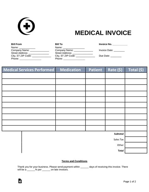 Medical Bill Template Design