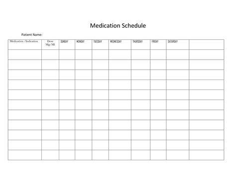 Medication Schedule Template Excel