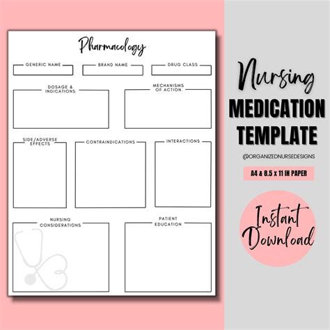 Medication Template for Nursing Students