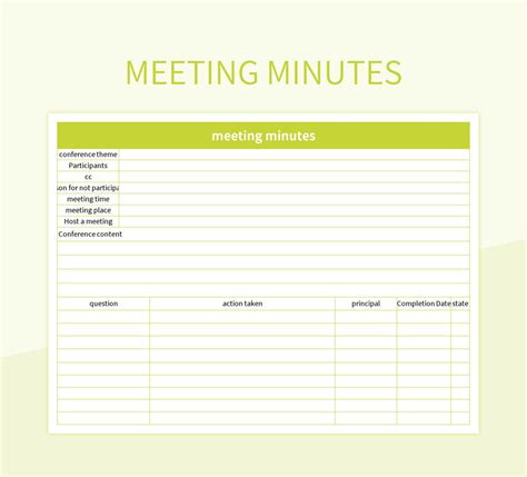 Meeting Minutes Template Excel