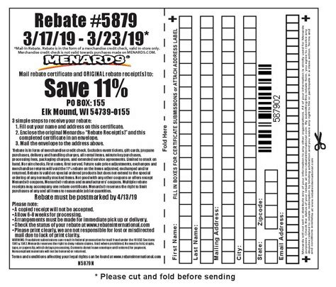 Menards Rebate Form Printable Status