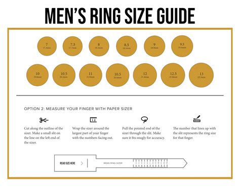 Mens Ring Size Chart Printable