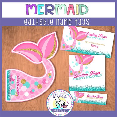 Mermaid Name Tag Template Creation