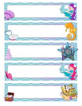 Mermaid Name Tag Template Design