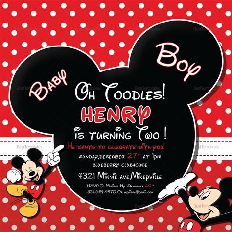 Description of Mickey Mouse Party Invitations