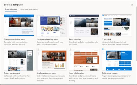 Microsoft Sharepoint Site Templates