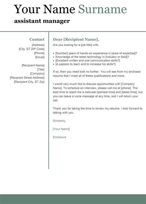 Microsoft Word Cover Letter Template