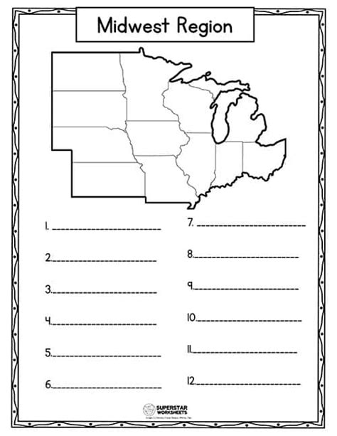 Midwest States And Capitals Worksheet