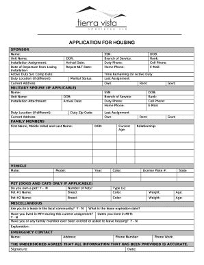 Military Housing Application